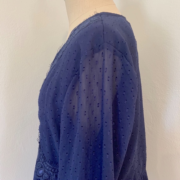 NWT Mason & Belle V Neck Long Sleeve Navy Blouse - Picture 10 of 11